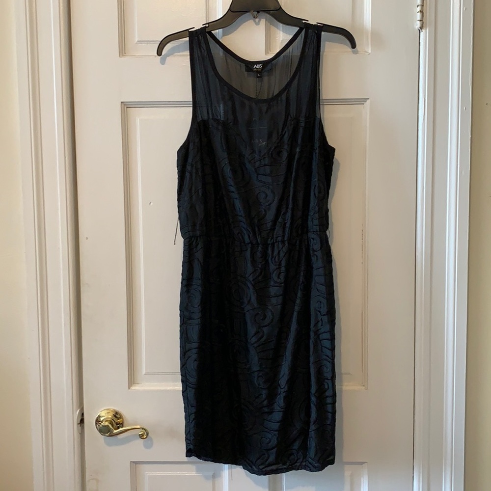 ABS Allen Schwartz black sweetheart illusion dress
